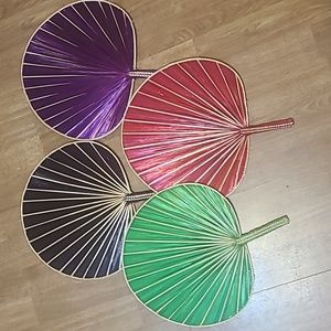 Handmade multi- color paddle fans